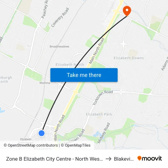 Zone B Elizabeth City Centre - North West side to Blakeview map