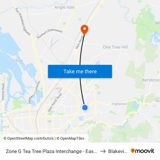 Zone G Tea Tree Plaza Interchange - East side to Blakeview map