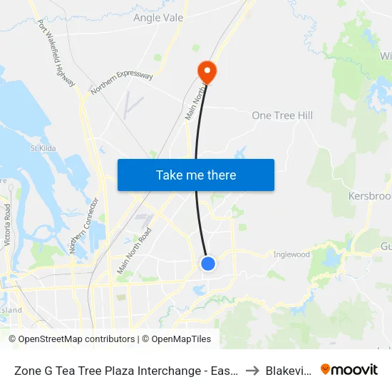 Zone G Tea Tree Plaza Interchange - East side to Blakeview map