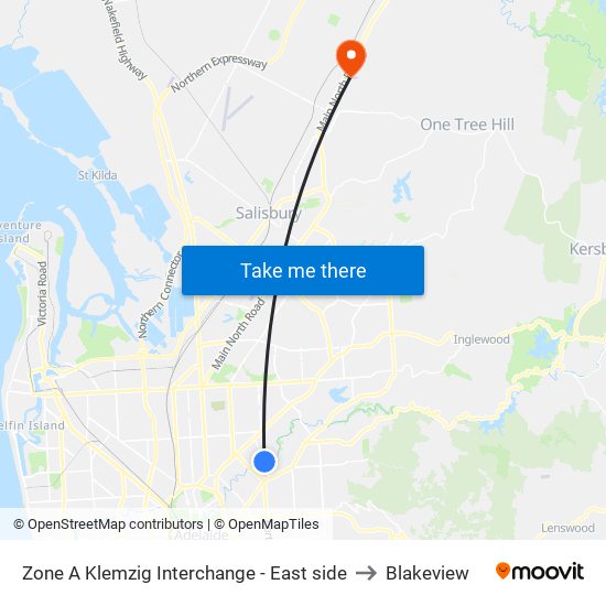 Zone A Klemzig Interchange - East side to Blakeview map