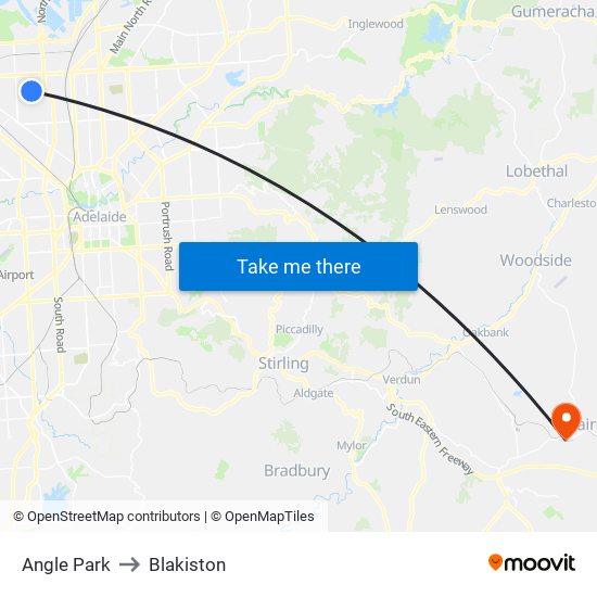 Angle Park to Blakiston map