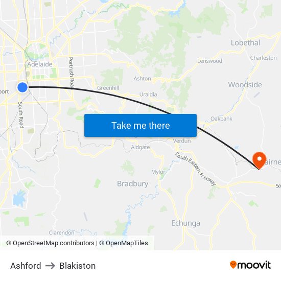 Ashford to Blakiston map