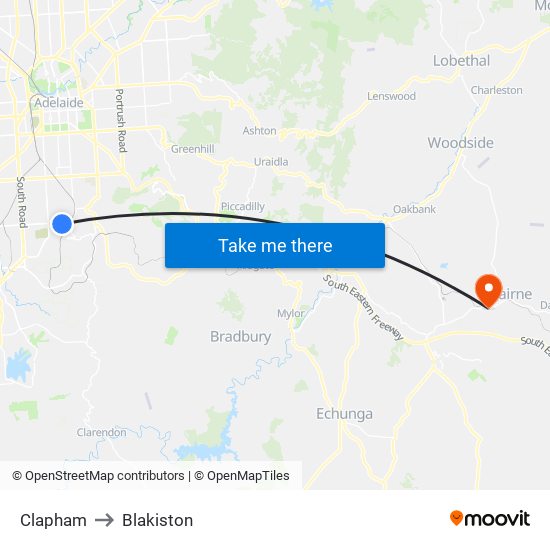 Clapham to Blakiston map