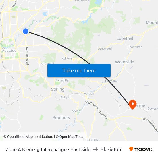 Zone A Klemzig Interchange - East side to Blakiston map