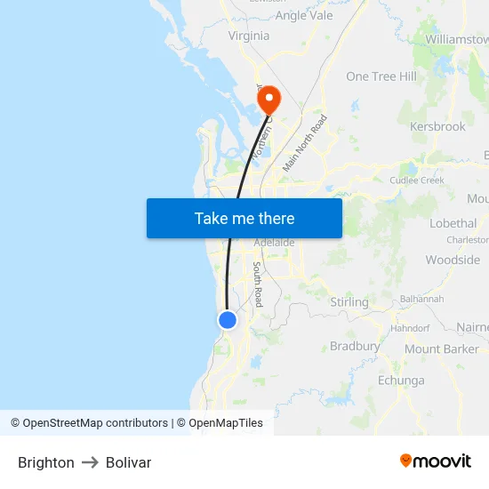 Brighton to Bolivar map
