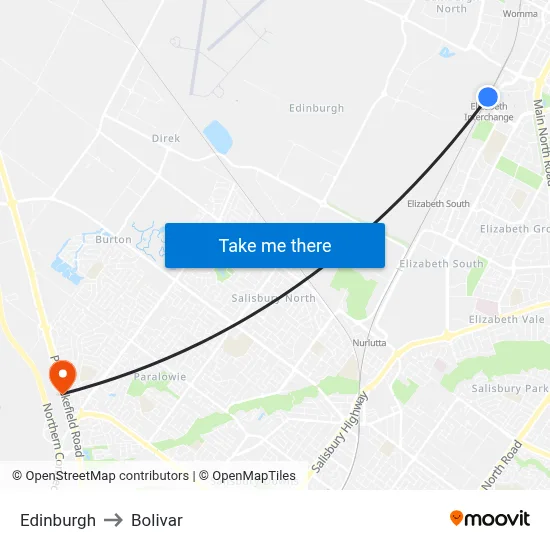 Edinburgh to Bolivar map