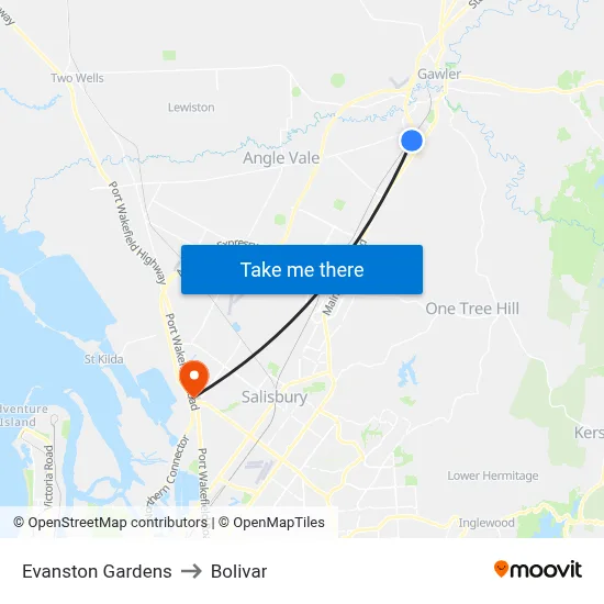 Evanston Gardens to Bolivar map