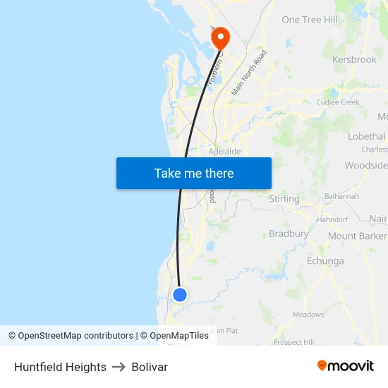 Huntfield Heights to Bolivar map