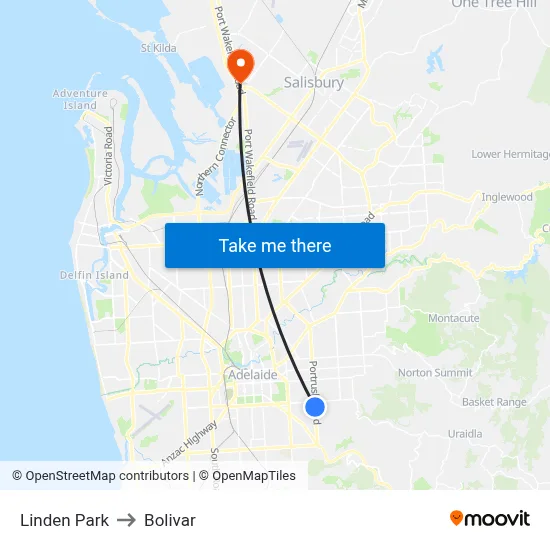 Linden Park to Bolivar map