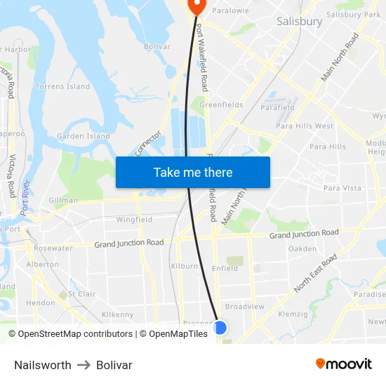 Nailsworth to Bolivar map
