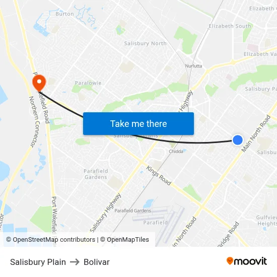 Salisbury Plain to Bolivar map