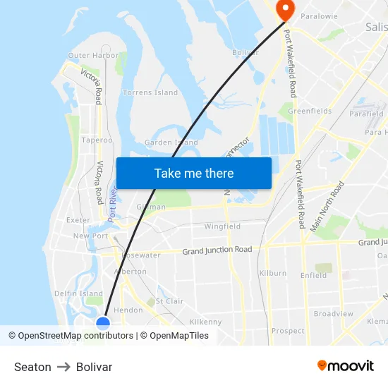 Seaton to Bolivar map
