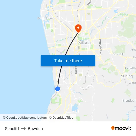 Seacliff to Bowden map