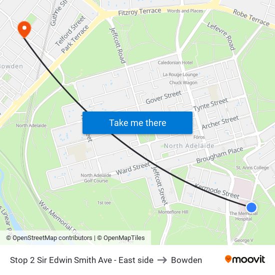 Stop 2 Sir Edwin Smith Ave - East side to Bowden map