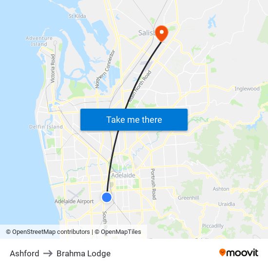 Ashford to Brahma Lodge map