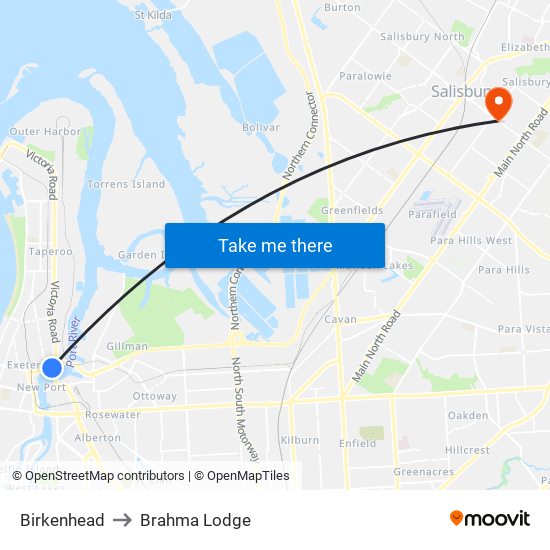 Birkenhead to Brahma Lodge map