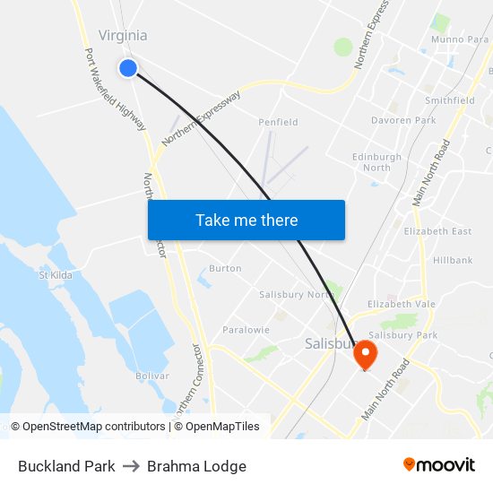 Buckland Park to Brahma Lodge map