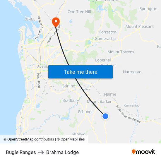 Bugle Ranges to Brahma Lodge map