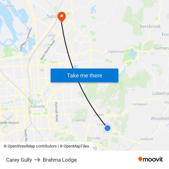 Carey Gully to Brahma Lodge map