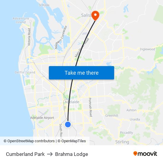 Cumberland Park to Brahma Lodge map