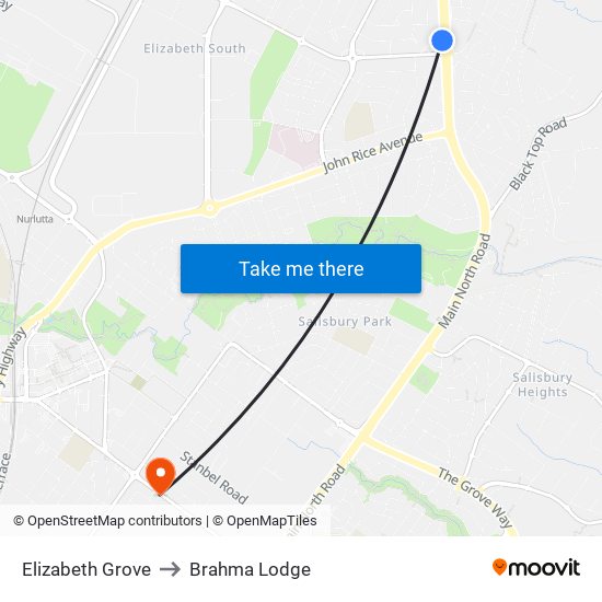 Elizabeth Grove to Brahma Lodge map