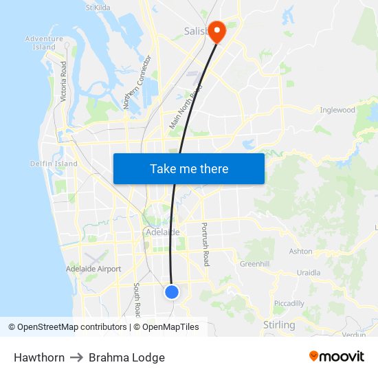 Hawthorn to Brahma Lodge map