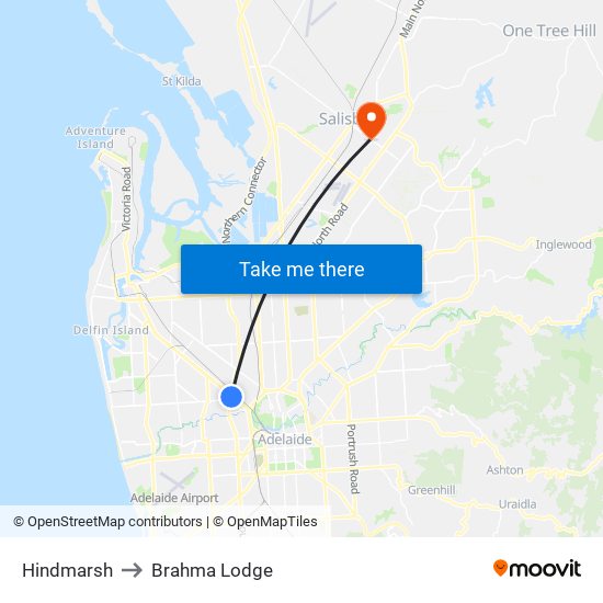 Hindmarsh to Brahma Lodge map