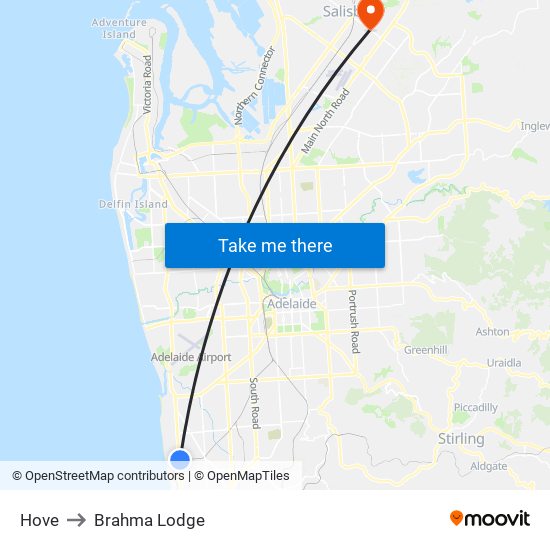 Hove to Brahma Lodge map