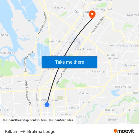 Kilburn to Brahma Lodge map