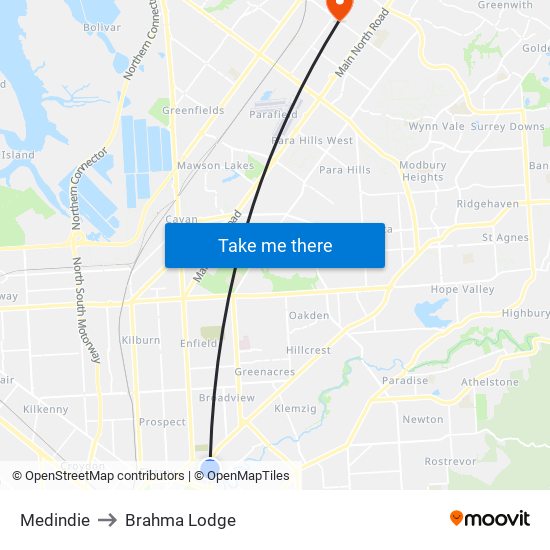 Medindie to Brahma Lodge map