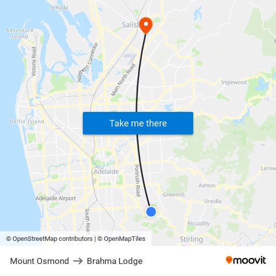 Mount Osmond to Brahma Lodge map