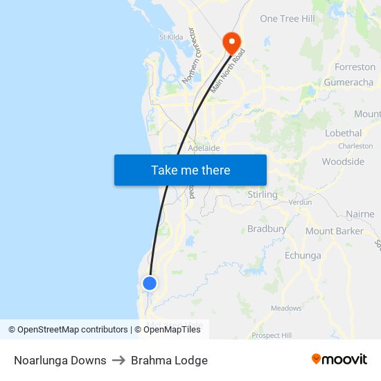 Noarlunga Downs to Brahma Lodge map