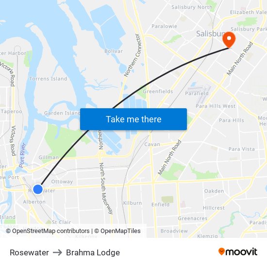 Rosewater to Brahma Lodge map