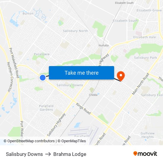 Salisbury Downs to Brahma Lodge map