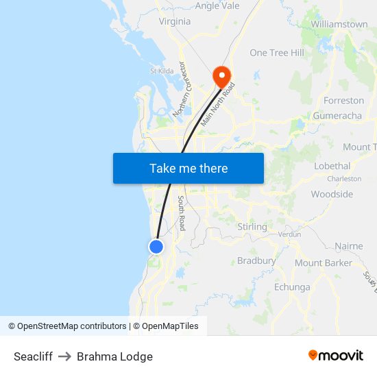 Seacliff to Brahma Lodge map