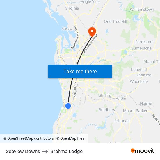 Seaview Downs to Brahma Lodge map