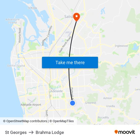 St Georges to Brahma Lodge map