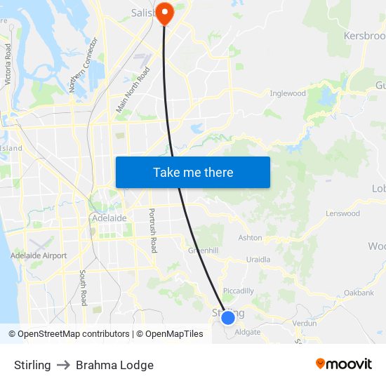 Stirling to Brahma Lodge map