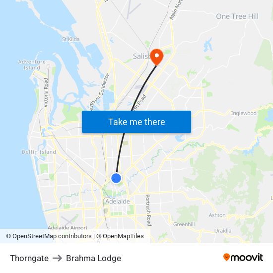 Thorngate to Brahma Lodge map