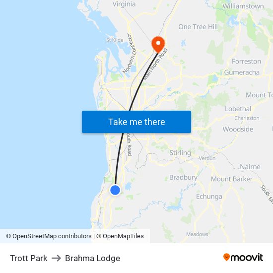 Trott Park to Brahma Lodge map