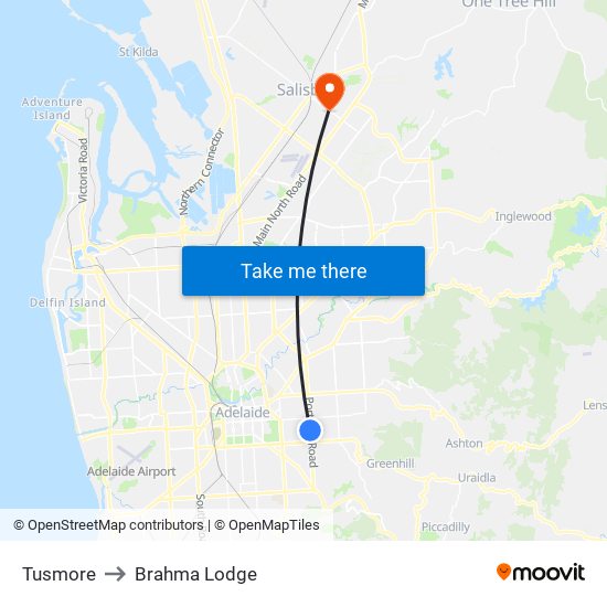 Tusmore to Brahma Lodge map