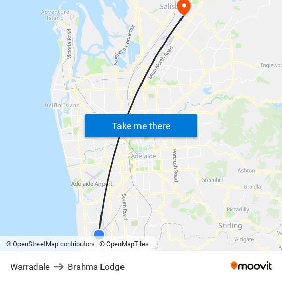 Warradale to Brahma Lodge map