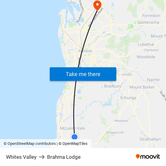 Whites Valley to Brahma Lodge map