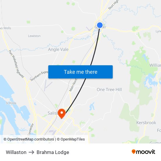 Willaston to Brahma Lodge map