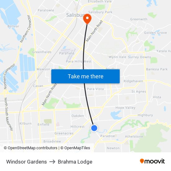 Windsor Gardens to Brahma Lodge map