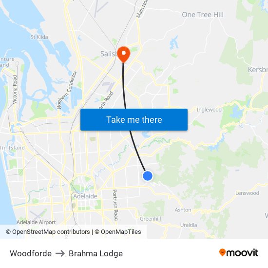 Woodforde to Brahma Lodge map