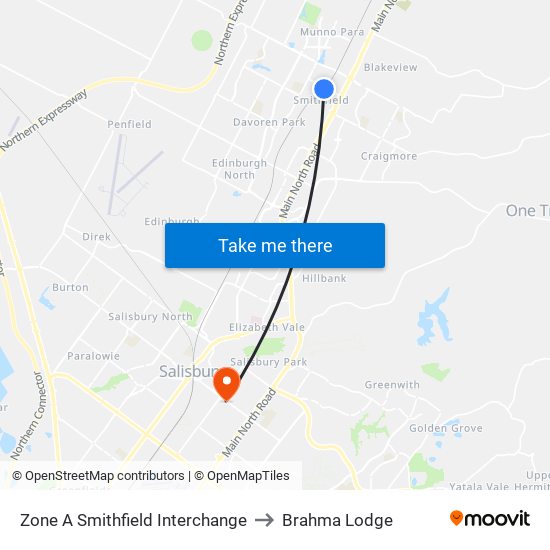 Zone A Smithfield Interchange to Brahma Lodge map