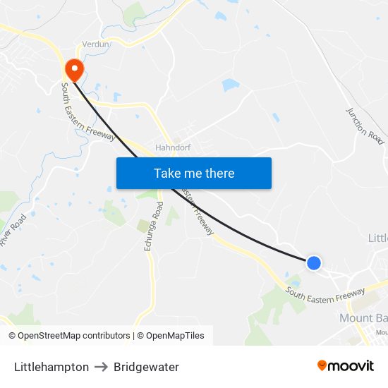 Littlehampton to Bridgewater map