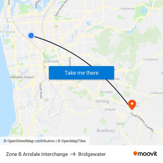 Zone B Arndale Interchange to Bridgewater map