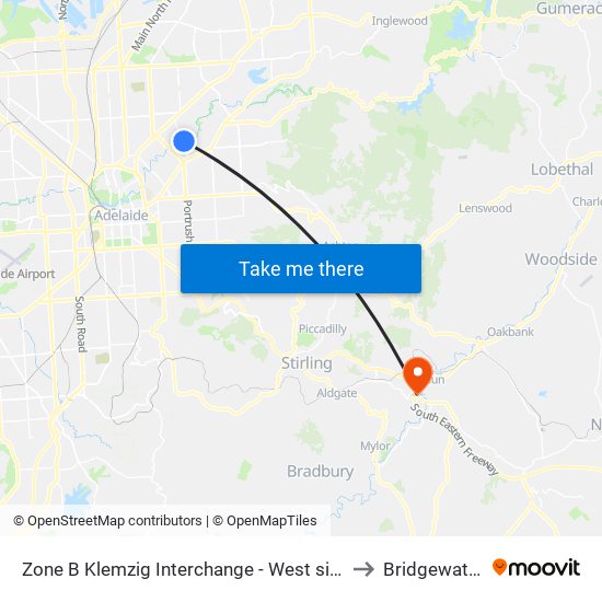 Zone B Klemzig Interchange - West side to Bridgewater map